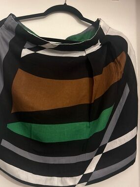 Derek Lam Black Skirt with Brown & Green Colorblock Stripes